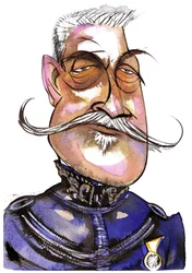Ferdinand Foch - Maréchal français (1851-1929); caricature en couleur